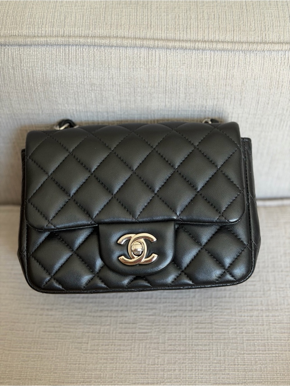 Chanel Black Mini Square Flap bag SHW